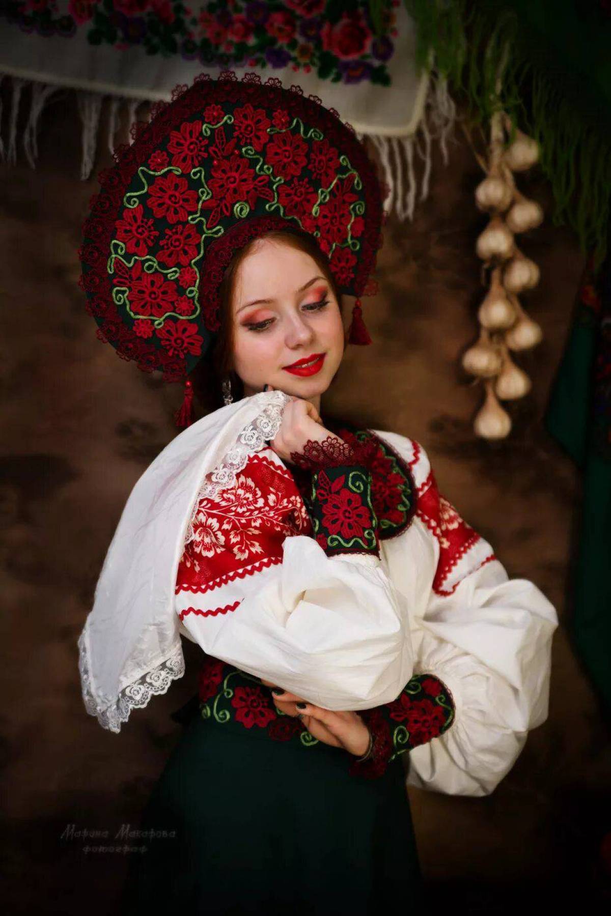 Women in Slavic costumes underwear in Kazan
