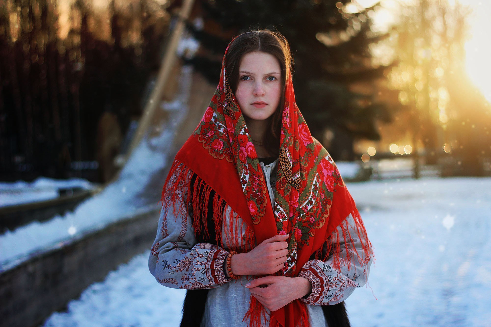 Girls in Slavic costumes in Kazan